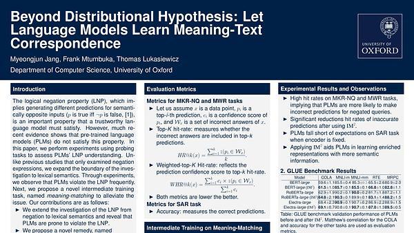 Beyond Distributional Hypothesis: Let Language Models Learn Meaning-Text Correspondence