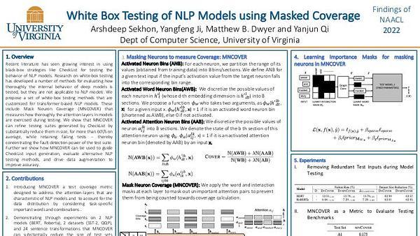 White-box Testing of NLP models with Mask Neuron Coverage