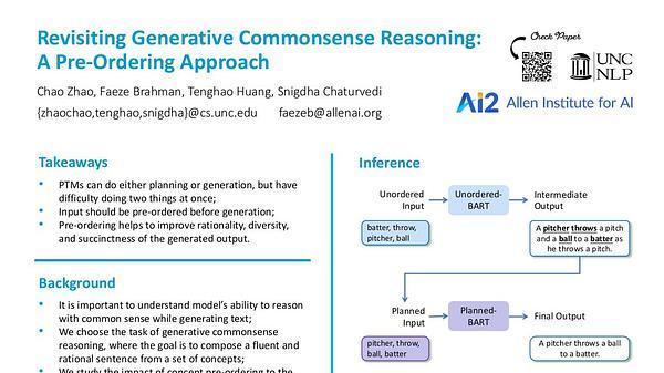 Revisiting Generative Commonsense Reasoning: A Pre-Ordering Approach