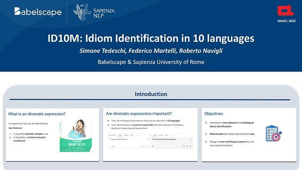 ID10M: Idiom Identification in 10 Languages