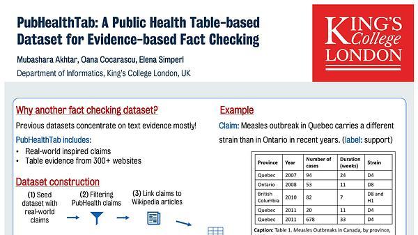 PubHealthTab: A Public Health Table-based Dataset for Evidence-based Fact Checking