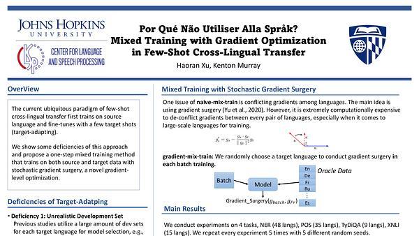 Por Qué Não Utiliser Alla Språk? Mixed Training with Gradient Optimization in Few-Shot Cross-Lingual Transfer