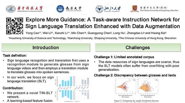 Explore More Guidance: A Task-aware Instruction Network for Sign Language Translation Enhanced with Data Augmentation