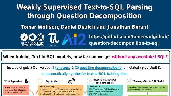 Weakly Supervised Text-to-SQL Parsing through Question Decomposition