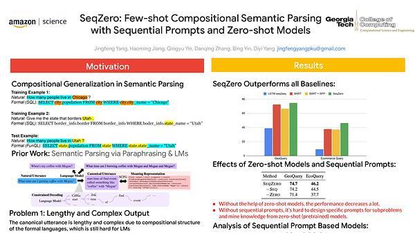 SEQZERO: Few-shot Compositional Semantic Parsing with Sequential Prompts and Zero-shot Models