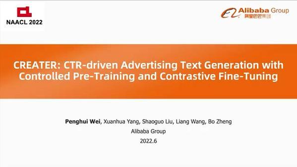 CREATER: CTR-driven Advertising Text Generation with Controlled Pre-Training and Contrastive Fine-Tuning