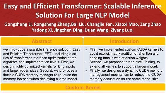 Easy and Efficient Transformer: Scalable Inference Solution For Large NLP Model