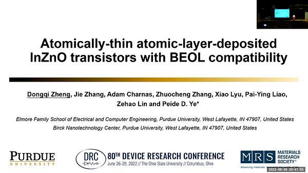 Atomically-thin atomic-layer-deposited InZnO transistors with BEOL compatibility