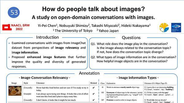 How do people talk about images? A study on open-domain conversations with images.