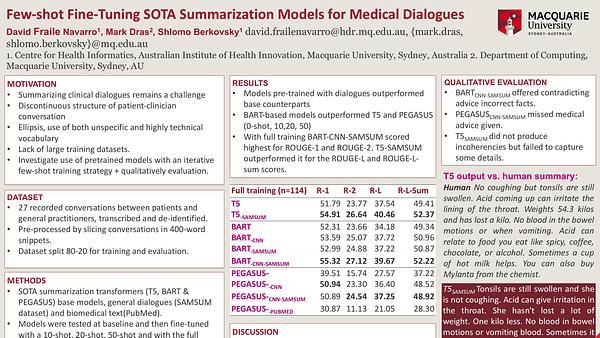 Few-shot fine-tuning SOTA summarization models for medical dialogues