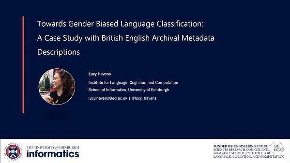 Towards Gender Biased Language Classification: A Case Study with British English Metadata Descriptions