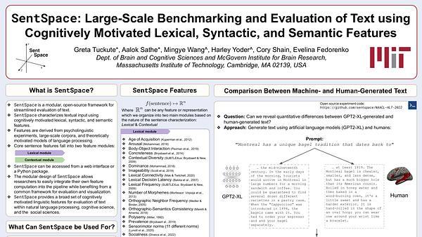 SentSpace: Large-Scale Benchmarking and Evaluation of Text using Cognitively Motivated Lexical, Syntactic, and Semantic Features