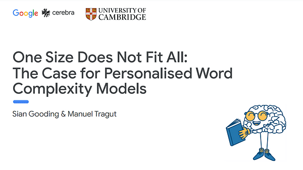 One Size Does Not Fit All: The Case for Personalised Word Complexity Models