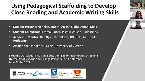 Using Pedagogical Scaffolding to Develop Close Reading and Academic Writing Skills