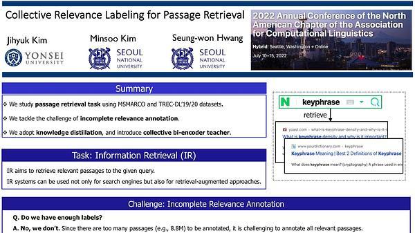 Collective Relevance Labeling for Passage Retrieval