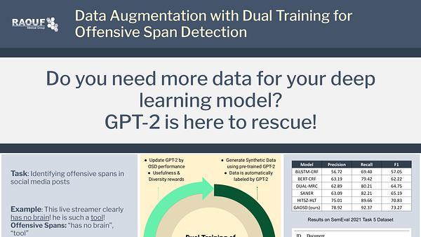 Data Augmentation with Dual Training for Offensive Span Detection