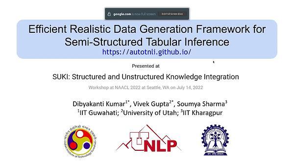 Efficient Realistic Data Generation Framework for Semi-Structured
Tabular Inference