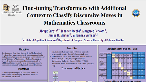 Fine-tuning Transformers with Additional Context to Classify Discursive Moves in Mathematics Classrooms