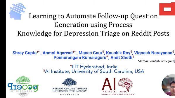 Learning to Automate Follow-up Question Generation using Process
Knowledge for Depression Triage on Reddit Posts