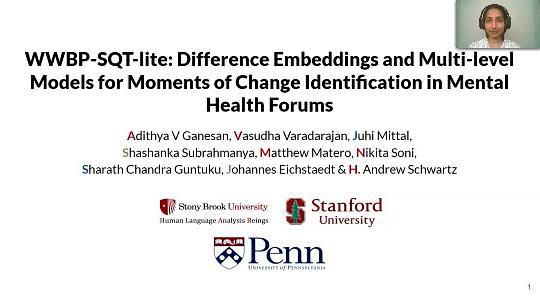 WWBP-SQT-lite: Difference Embeddings and Multi-level Models for Moments of Change Identification in Mental Health Forums