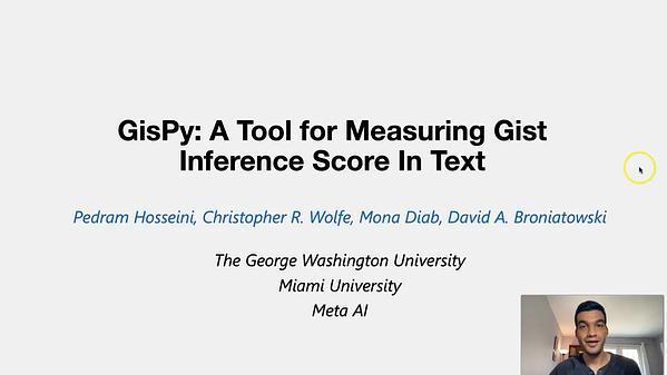 GisPy: A Tool for Measuring Gist Inference Score in Text