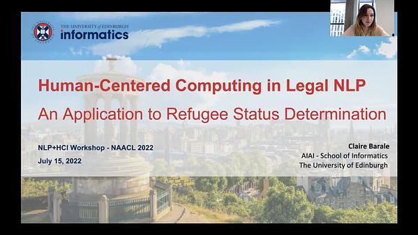 Human-Centered Computing in Legal NLP: An Application to Refugee Status Determination