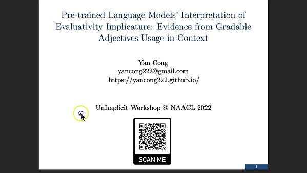Pre-trained Language Models’ Interpretation of Evaluativity Implicature: Evidence from Gradable Adjectives Usage in Context