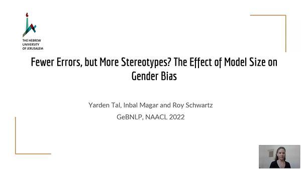 Fewer Errors, but More Stereotypes? The Effect of Model Size on Gender Bias