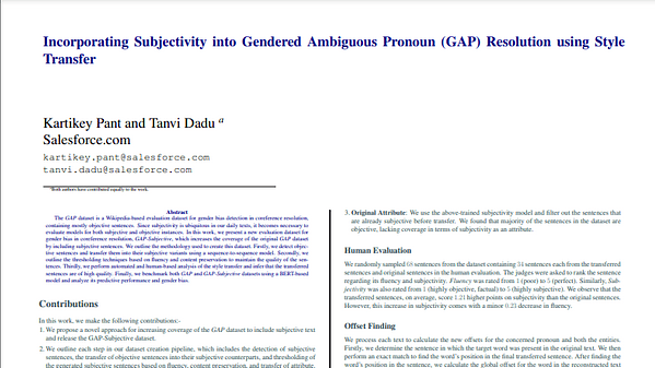 Incorporating Subjectivity into Gendered Ambiguous Pronoun (GAP) Resolution using Style Transfer