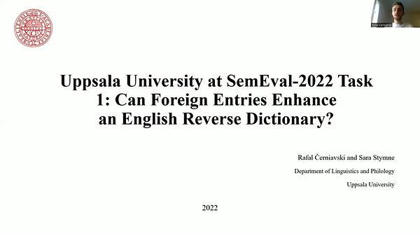 Uppsala University at SemEval-2022 Task 1: Can Foreign Entries Enhancean English Reverse Dictionary?
