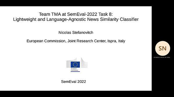 Team TMA at SemEval-2022 Task 8:
Lightweight and Language-Agnostic News Similarity Classifier