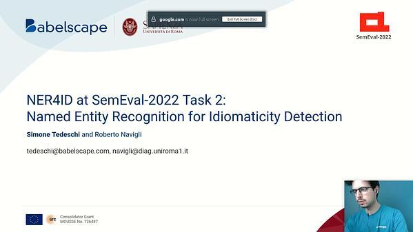 NER4ID at SemEval-2022 Task 2: Named Entity Recognition for Idiomaticity Detection