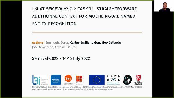 L3i at SemEval-2022 Task 11: Straightforward Additional Context for Multilingual Named Entity Recognition