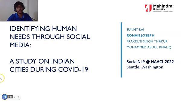 IDENTIFYING HUMAN NEEDS THROUGH SOCIAL MEDIA: A STUDY ON INDIAN CITIES DURING COVID-19