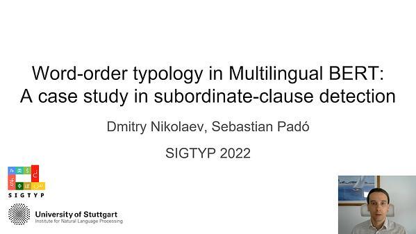 Word-order typology in Multilingual BERT: A case study in subordinate-clause detection