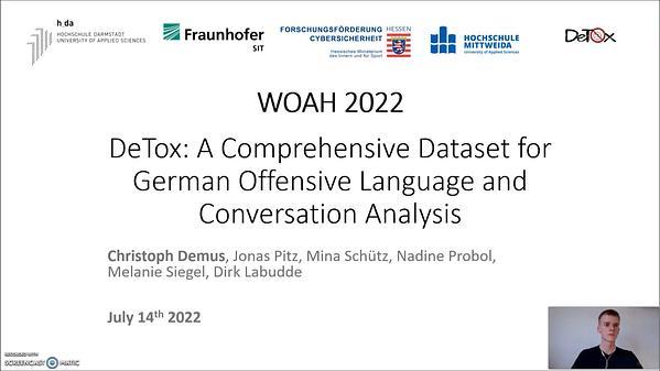 DeTox: A Comprehensive Dataset for German Offensive Language and Conversation Analysis