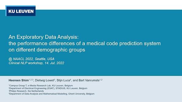 An exploratory data analysis: the performance differences of a medical code prediction system on different demographic groups