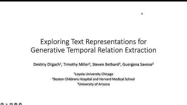 Exploring Text Representations for Generative Temporal Relation Extraction