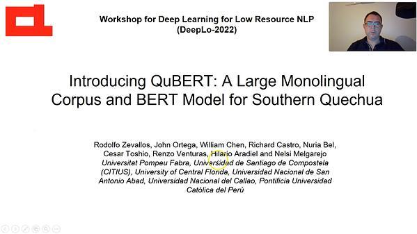 Introducing QuBERT: A Large Monolingual Corpus and BERT Model for Southern Quechua