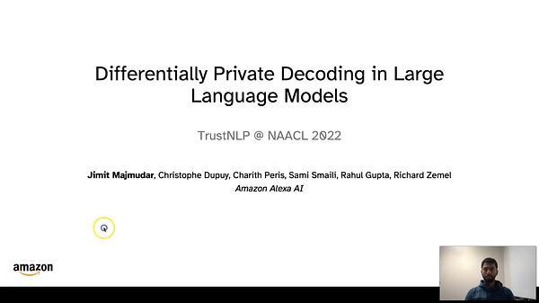 Differentially Private Decoding in Large Language Models
