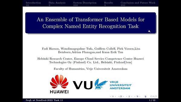 An Ensemble of Transformer Based Models for Complex Named Entity Recognition Task