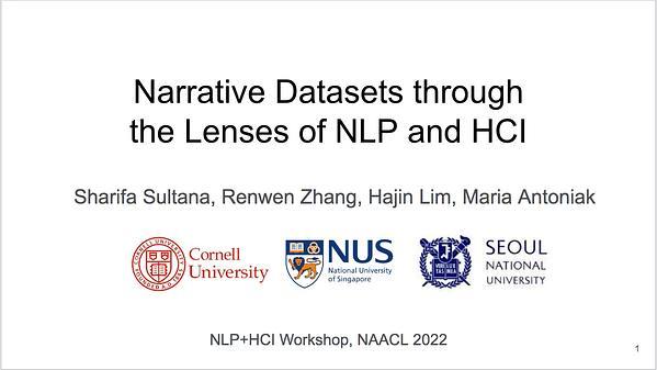 Narrative Datasets through 
the Lenses of NLP and HCI
