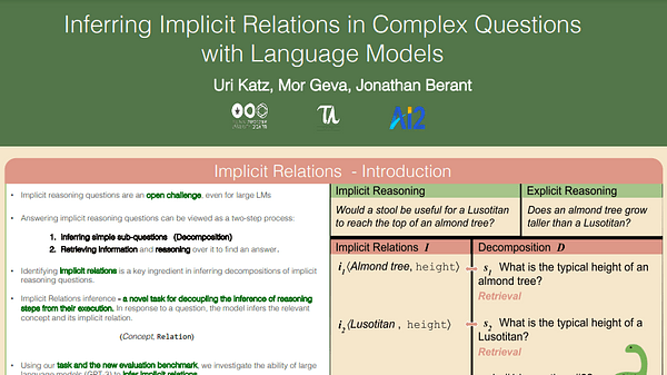 Inferring Implicit Relations in Complex Questions with Language Models