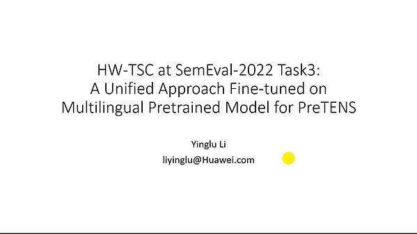 A Unified Approach Fine-tuned onMultilingual Pretrained Model for PreTENS