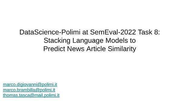 Stacking Language Models to predict News Article Similarity