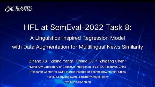 HFL at SemEval-2022 Task 8: A Linguistics-inspired Regression Model with Data Augmentation for Multilingual News Similarity
