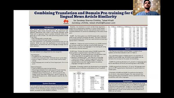 Combining Translation and Domain Pre-Training for Cross-Lingual News Article Similarity