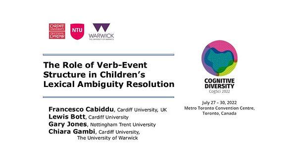 The Role of Verb-Event Structure in Children’s Lexical Ambiguity Resolution