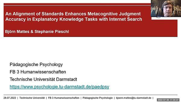 An Alignment of Standards Enhances Metacognitive Judgment Accuracy in Explanatory Knowledge Tasks with Internet Search