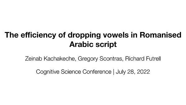 The efficiency of dropping vowels in Romanised Arabic script